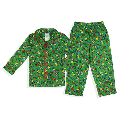 Minions Holiday Design Toddler Boy's Button Up Coat Pajama Sleep Set (3T)