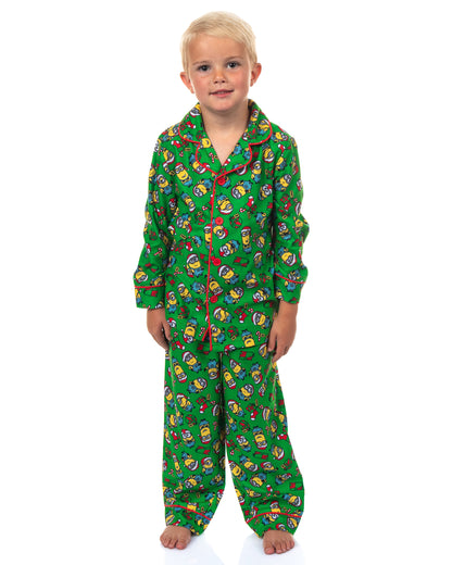 Minions Holiday Design Toddler Boy's Button Up Coat Pajama Sleep Set (4T)