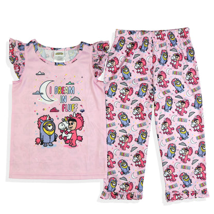 Minions Pajamas Toddler Girls I Dream In Fluff Ruffled Sleep Set (2T)