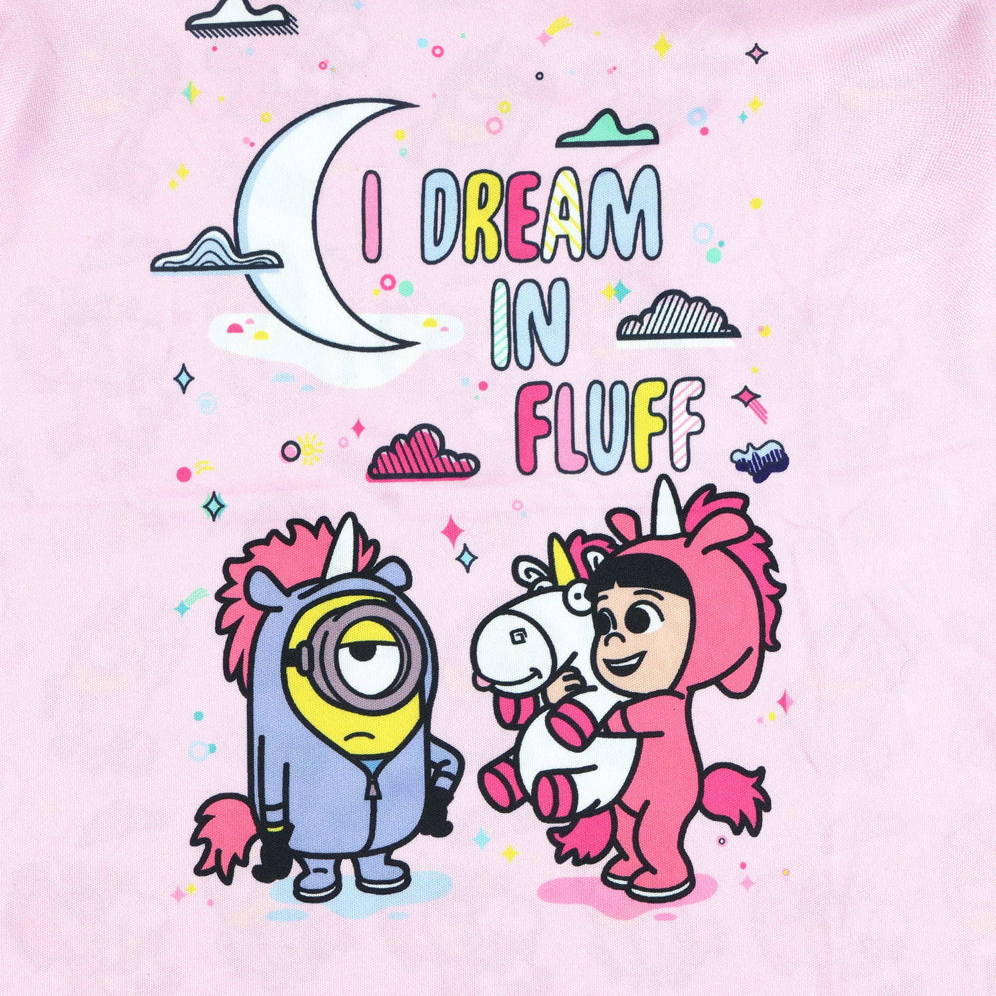 Minions Pajamas Toddler Girls I Dream In Fluff Ruffled Sleep Set (4T)