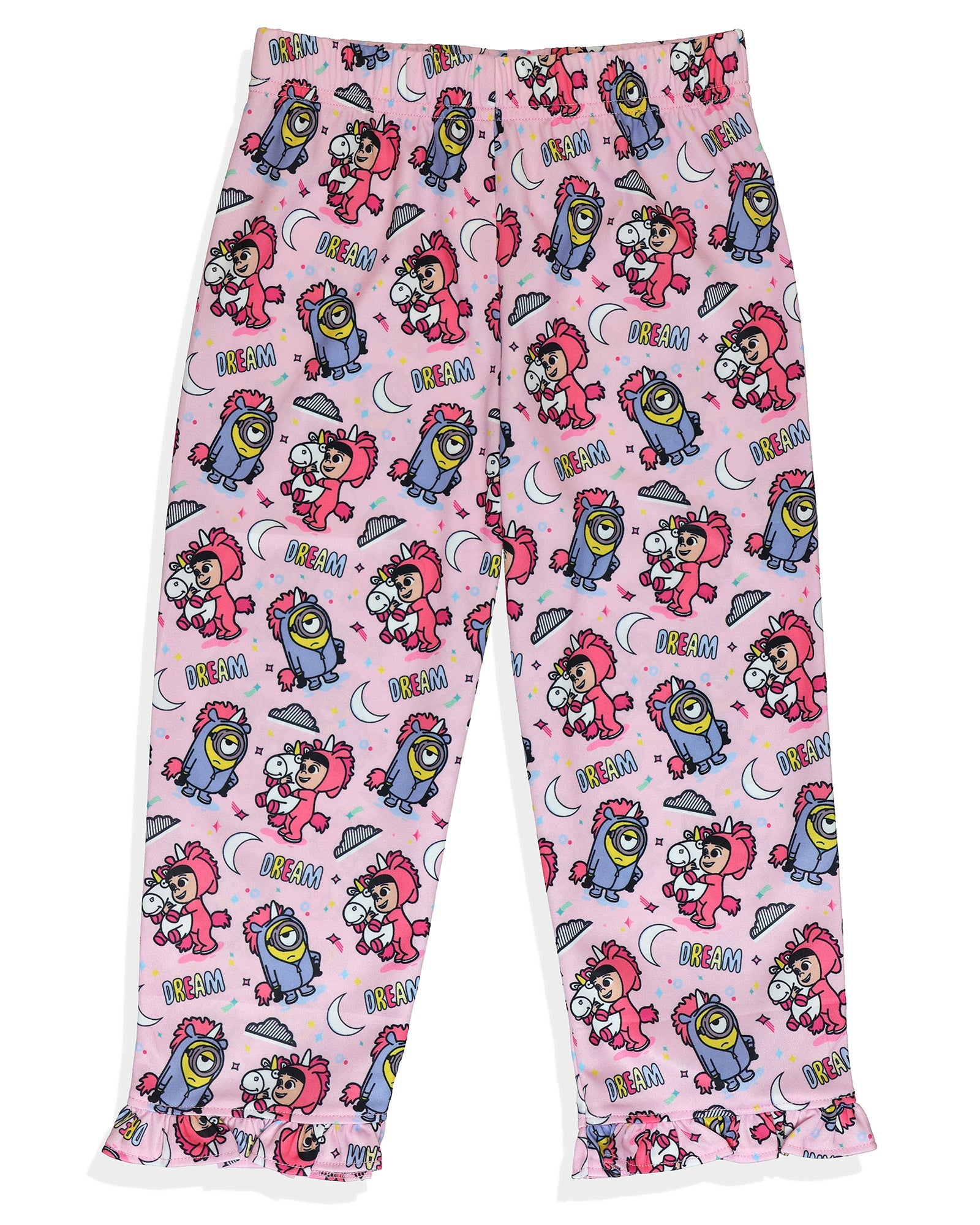 Minions Pajamas Toddler Girls I Dream In Fluff Ruffled Sleep Set (4T)
