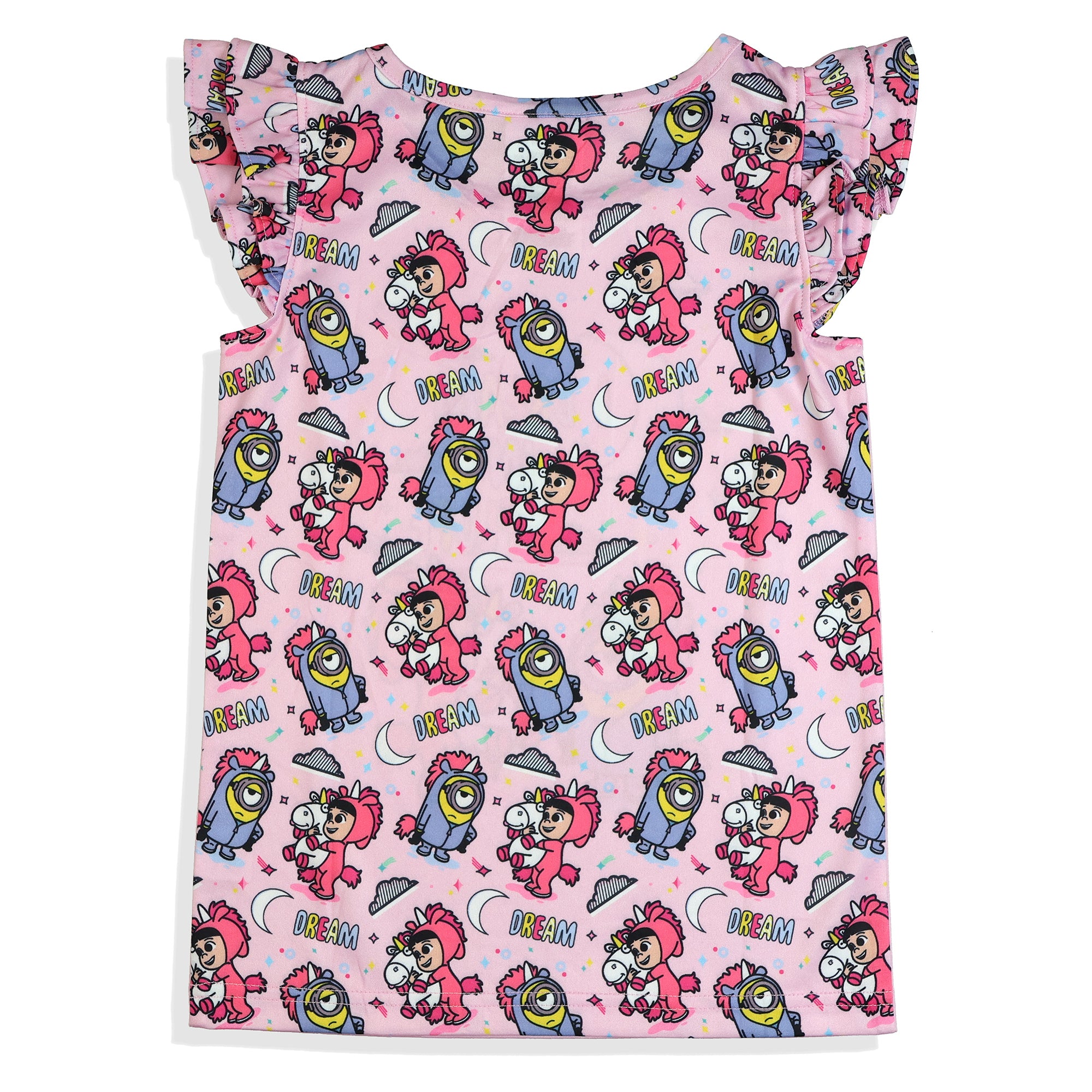 Minions Pajamas Toddler Girls I Dream In Fluff Ruffled Sleep Set (3T)