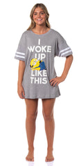 Despicable Me Minions Women's I Woke Up Like This Nightgown Pajama Shirt Dress For Adults