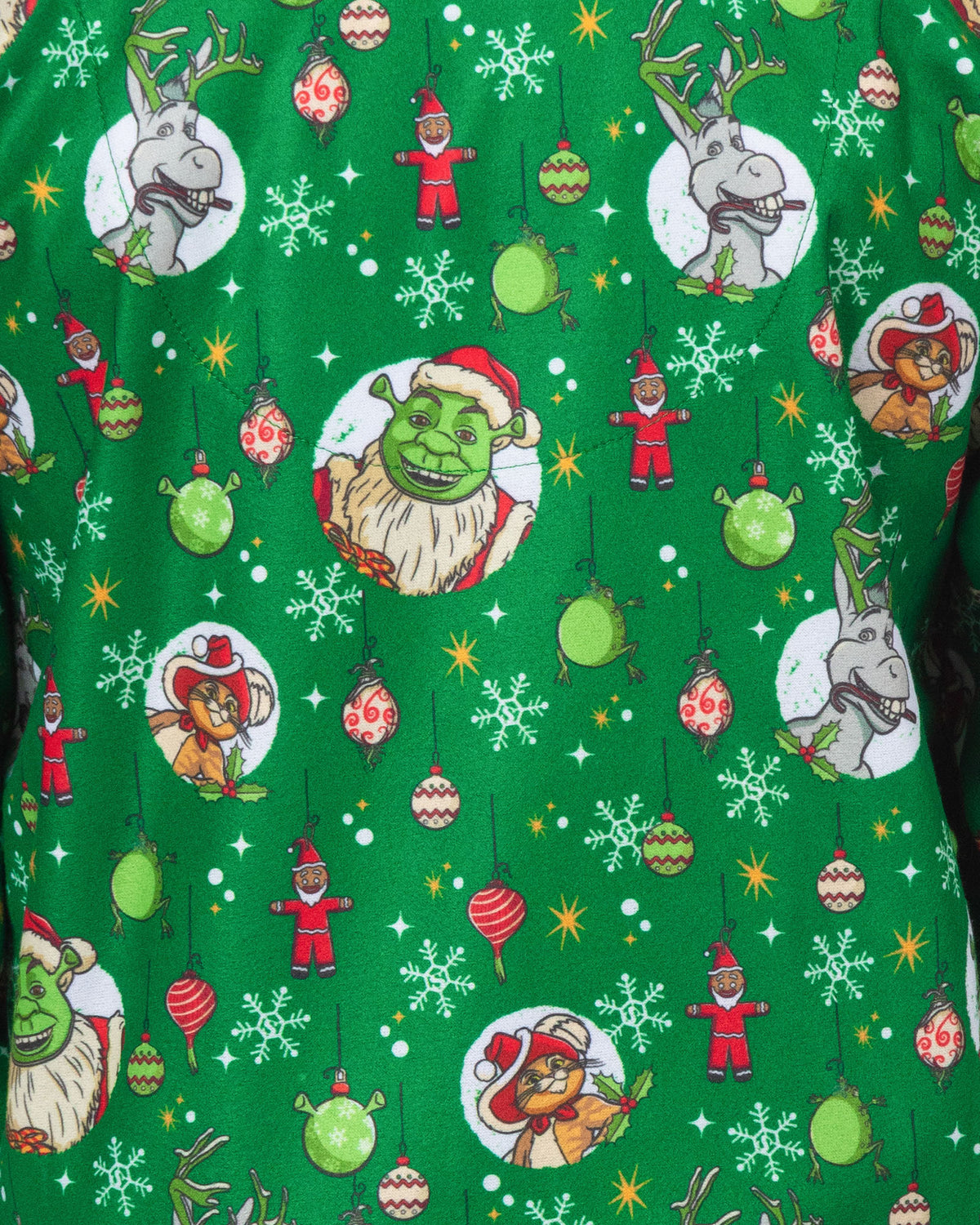 Shrek Pajamas Boy's Holiday Ornaments Long Sleeve Button Up Pant Set