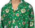 Shrek Men's Christmas Donkey Puss in Boots Tossed Print Button Down Sleep Pajama Set