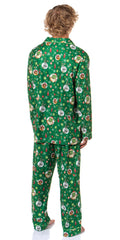 Shrek Men's Christmas Donkey Puss in Boots Tossed Print Button Down Sleep Pajama Set