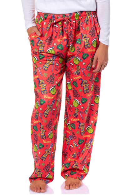 Dreamworks Shrek Women's All Over Tossed Print Christmas Sleep Pajama Pants