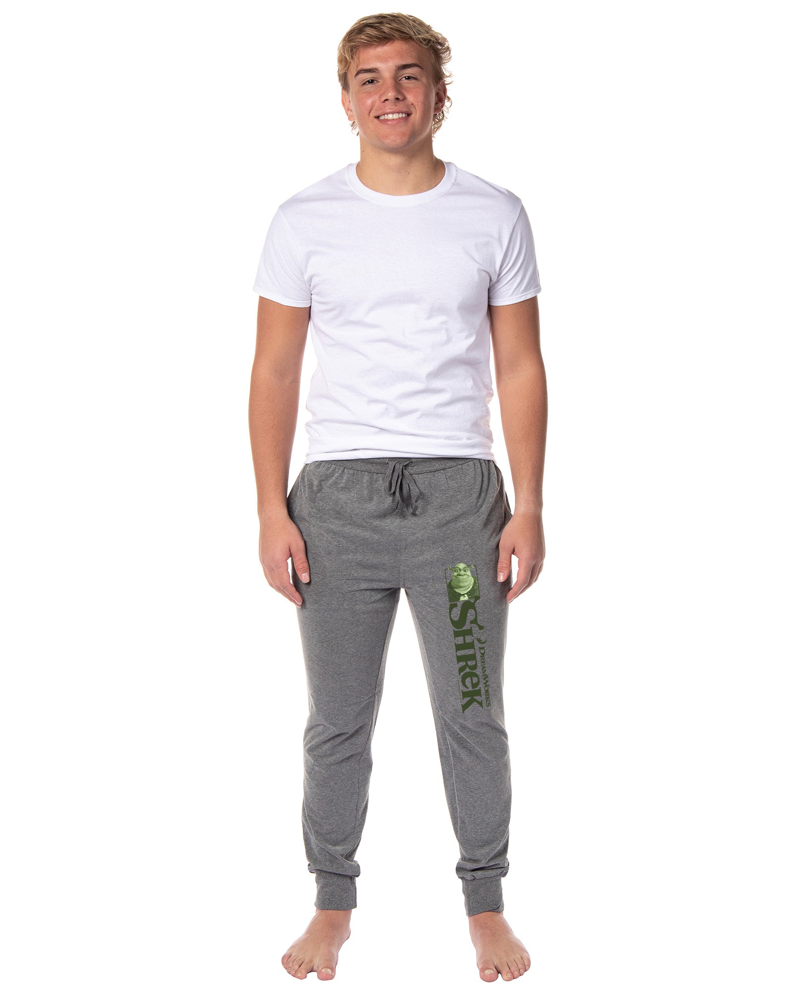 DreamWorks Shrek Men's Movie Film Title Logo Character Jogger Sleep Pajama Pants