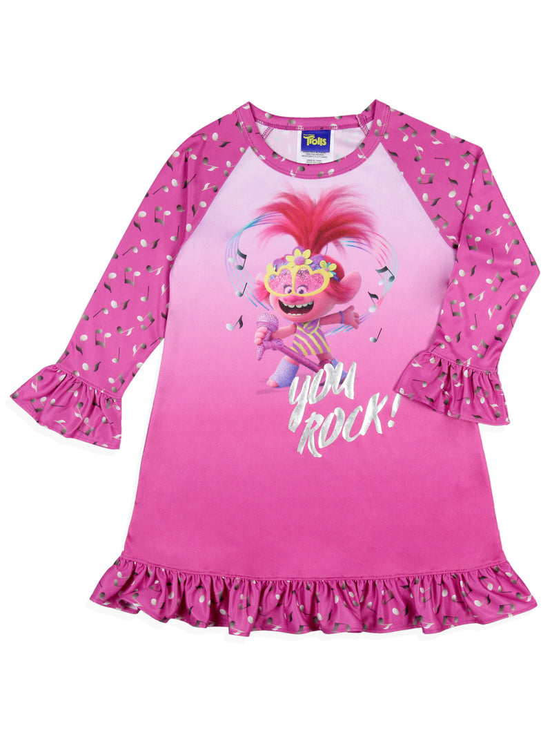 Dreamworks Trolls Toddler Girls' Poppy Rock Sleep Pajama Dress Nightgown