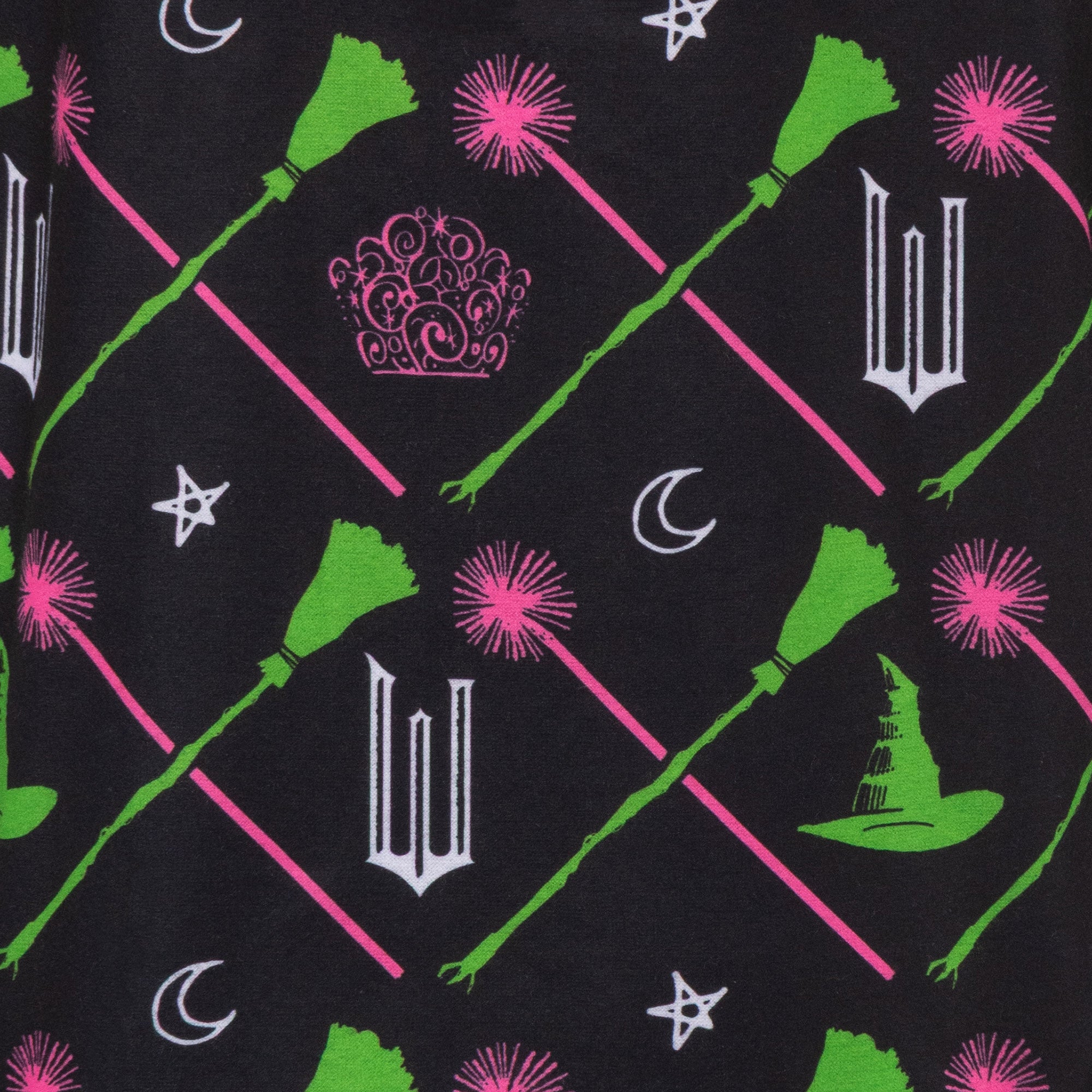 Wicked Pajamas Girls' Elphaba and Glinda Charm Design Long Sleeve Pajama Set