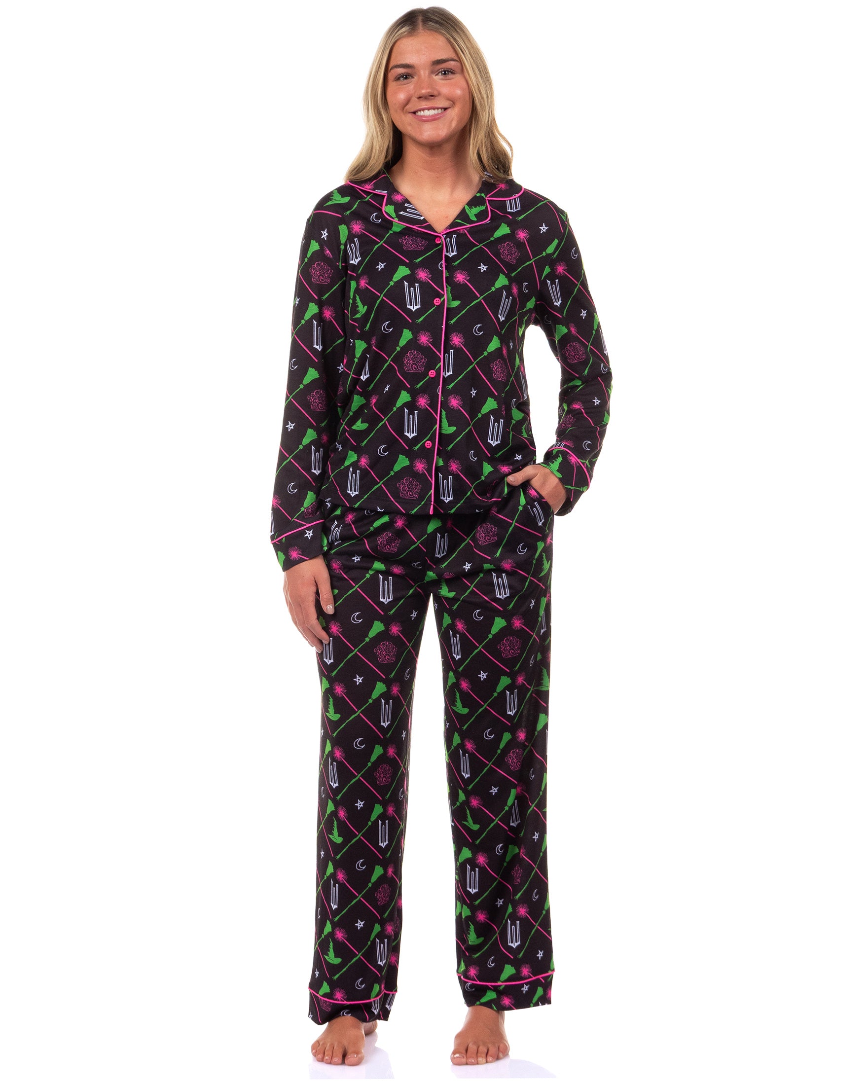 Wicked Pajamas Women's Elphaba and Glinda Charms Long Sleeve Coat and Pajama Set