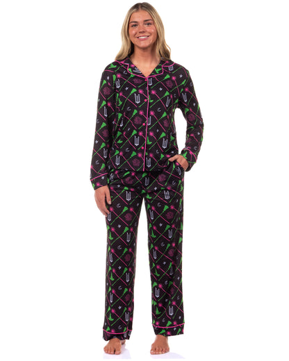 Wicked Pajamas Women's Elphaba and Glinda Charms Long Sleeve Coat and Pajama Set