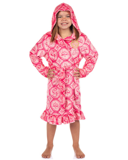 Wicked Girls' Glinda Robe Embroidered G Logo and Emblems Bathrobe For Kids