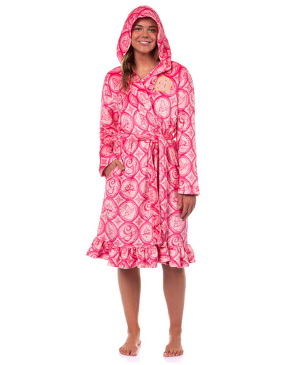 Wicked Women's Bathrobe Glinda the Good Witch Ruffle Self Tie Hooded Robe