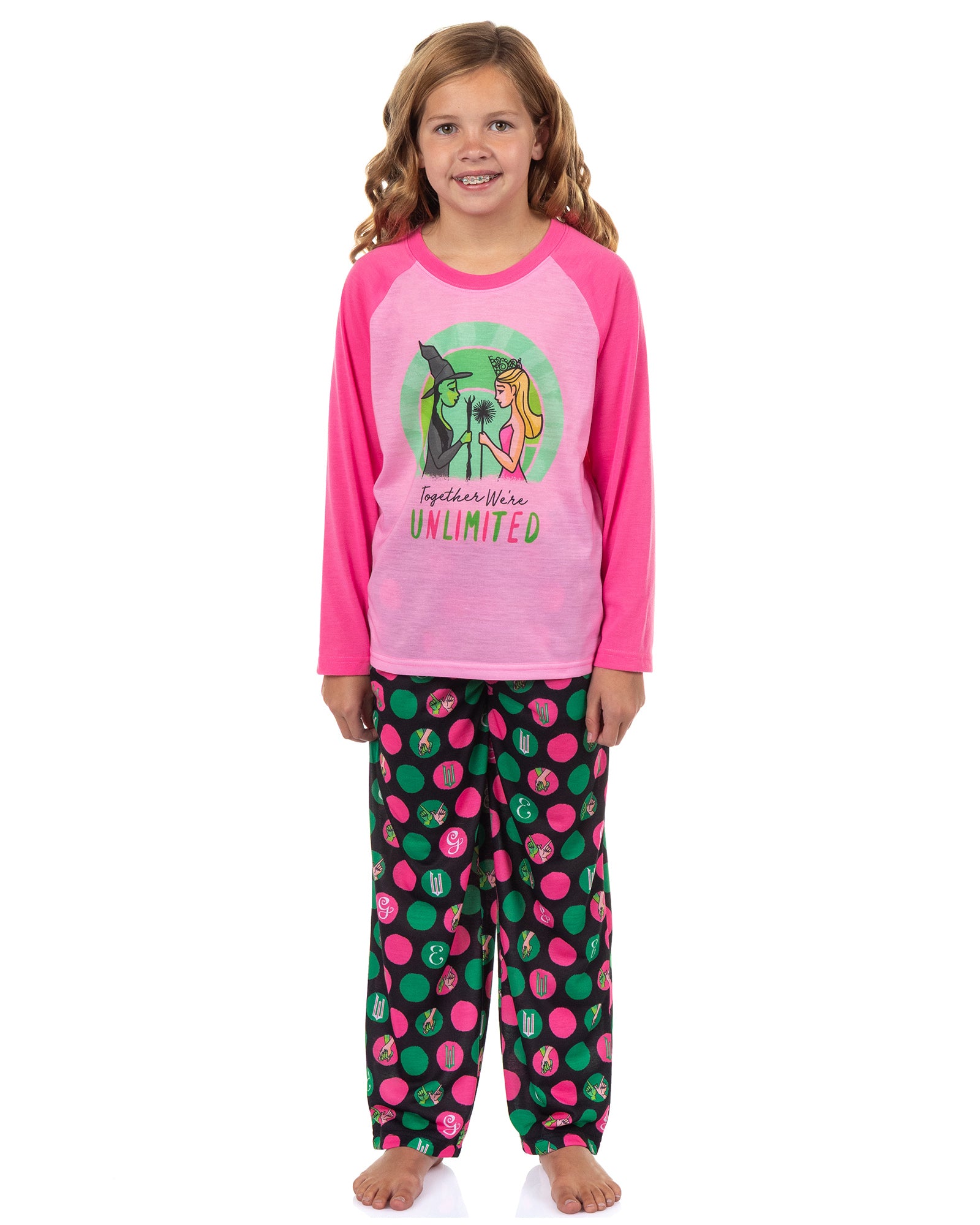 Wicked Pajamas Girls' Elphaba And Glinda We're Unlimited Pajama Set