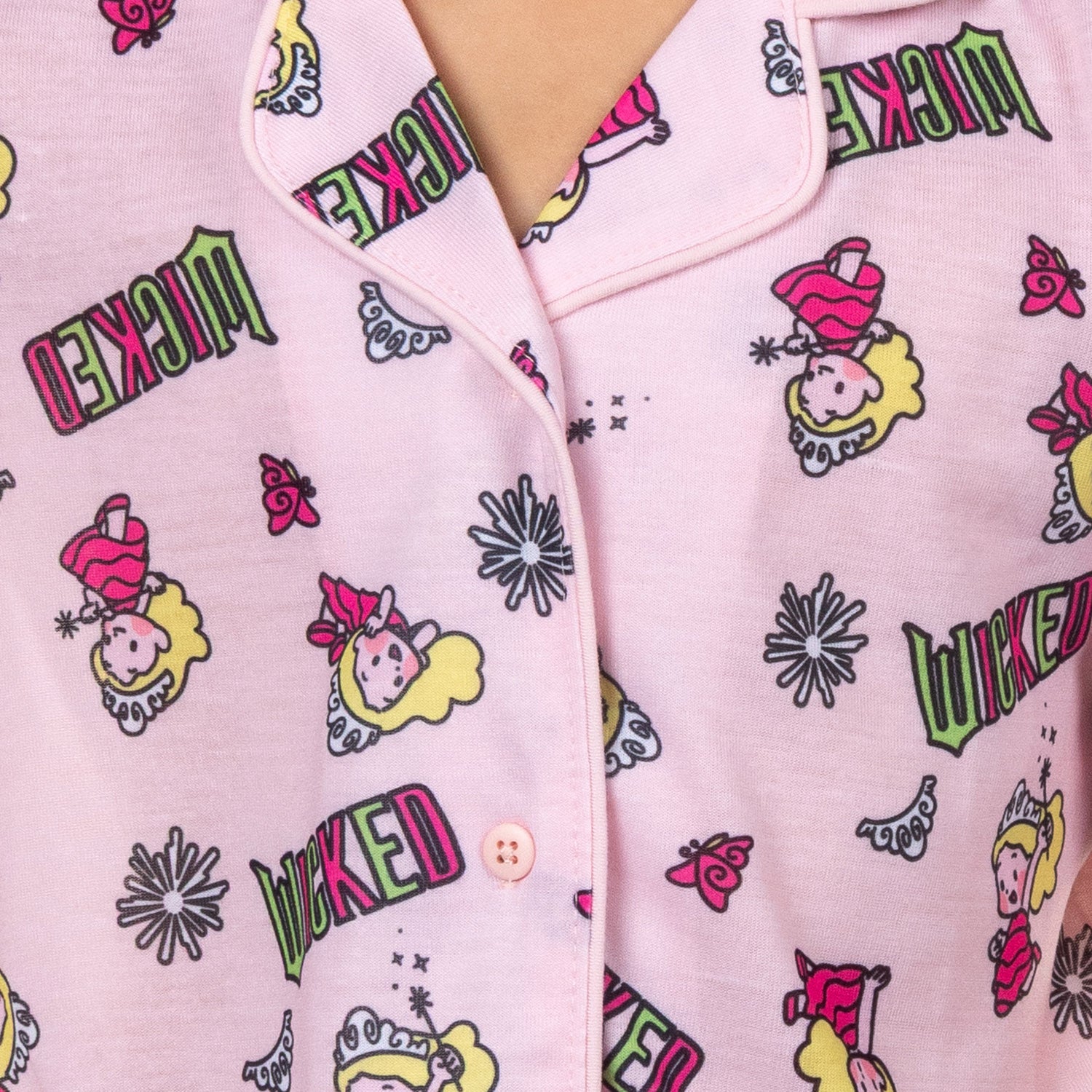 Wicked Girls' Glinda Pajamas Chibi Button Up Top and Pants Pajama Set
