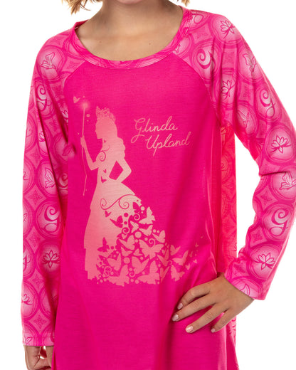 Wicked Girls' Glinda Nightgown Long Sleeve Raglan Soft Fleece Gown For Kids
