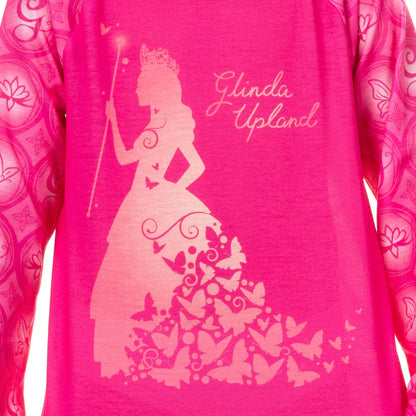 Wicked Girls' Glinda Nightgown Long Sleeve Raglan Soft Fleece Gown For Kids