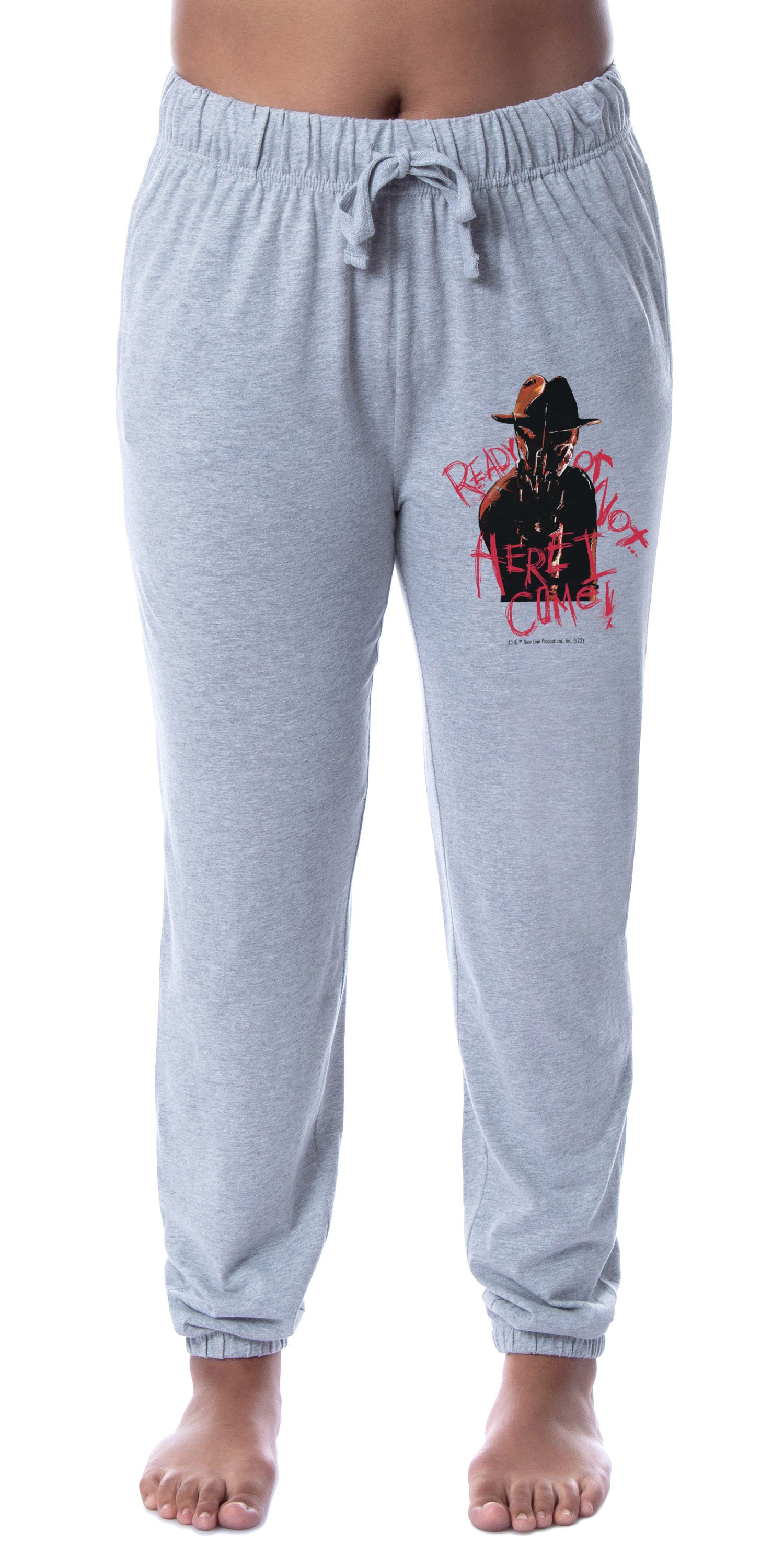 A Nightmare On Elm Street Womens' Freddy Krueger Ready Or Not Here I Come Horror Movie Film Jogger Sleep Pajama Pants