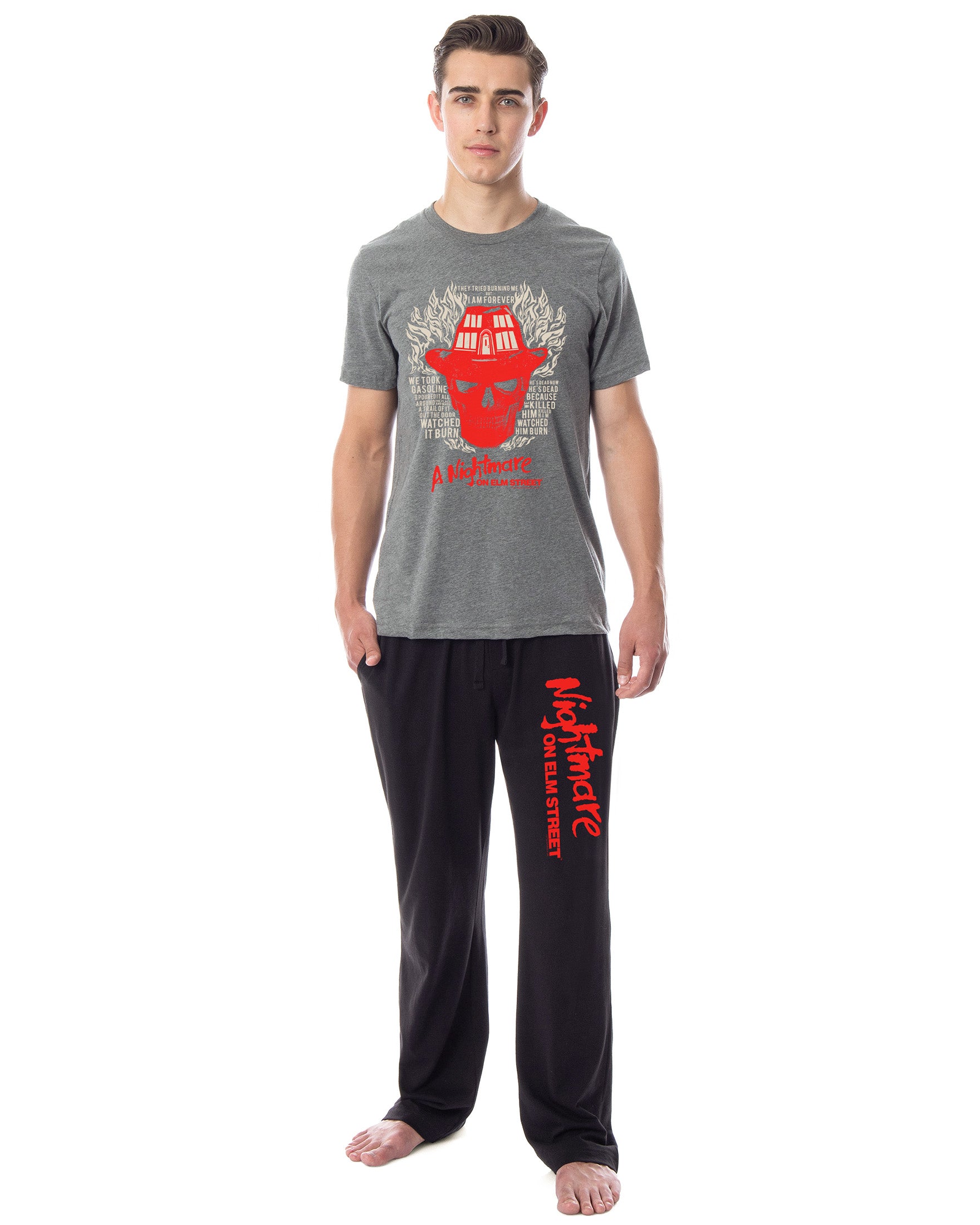 Nightmare On Elm Street Mens' Freddy Krueger Fire Film Sleep Pajama Set