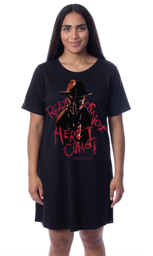 Nightmare On Elm Street Womens' Freddy Krueger Nightgown Sleep Pajama Dress