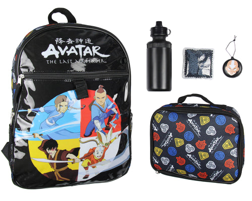 Nickelodeon Avatar The Last Airbender Characters Aang Zuko Katara Sokka 5 PC Backpack Lunchbox Icepack Water Bottle