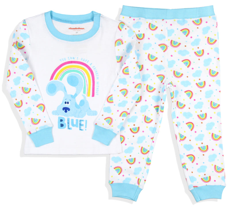 Nickelodeon Toddler Girls' Blue's Clues Rainbow Sleep Raglan Pajama Set