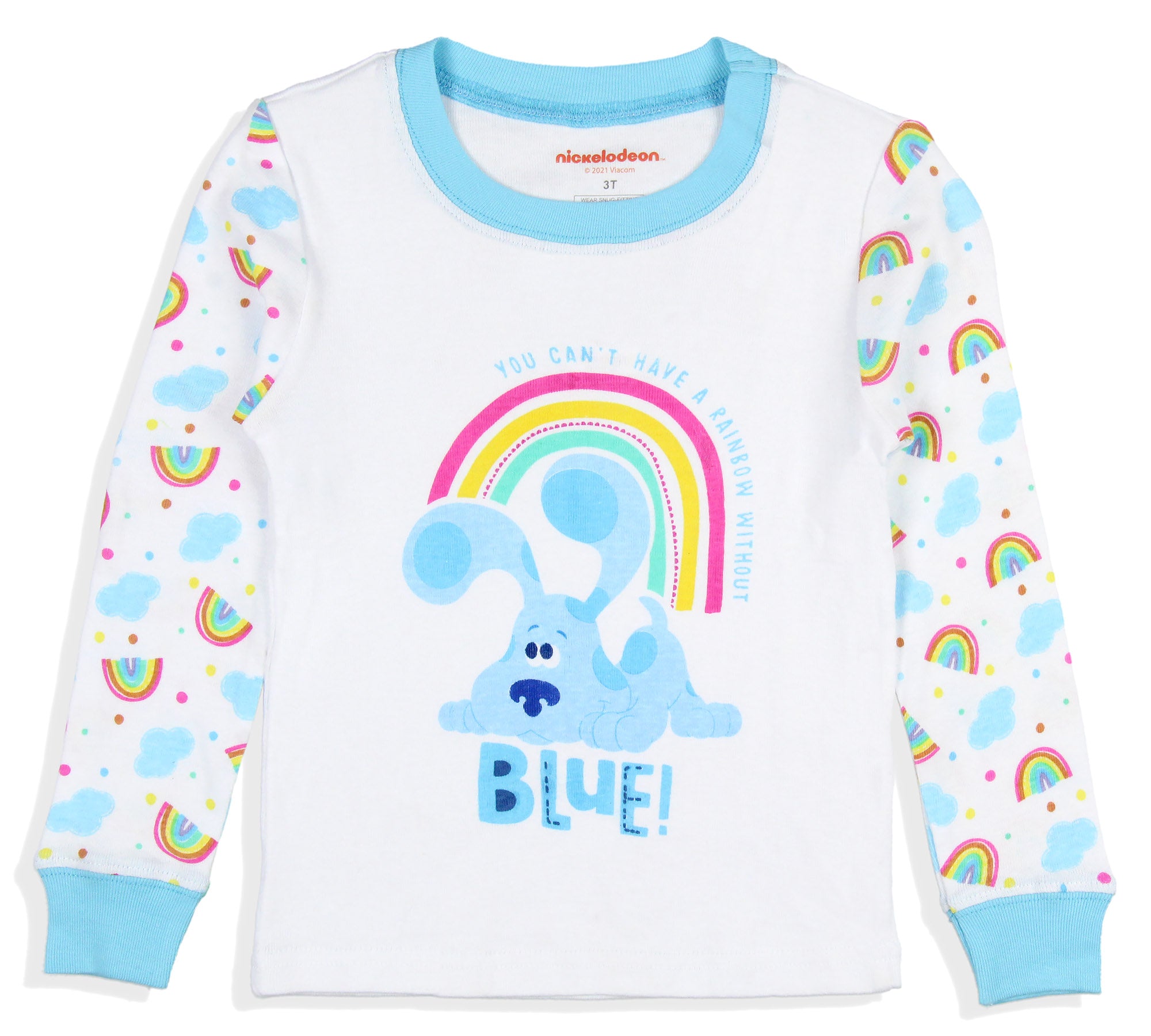 Nickelodeon Toddler Girls' Blue's Clues Rainbow Sleep Raglan Pajama Set