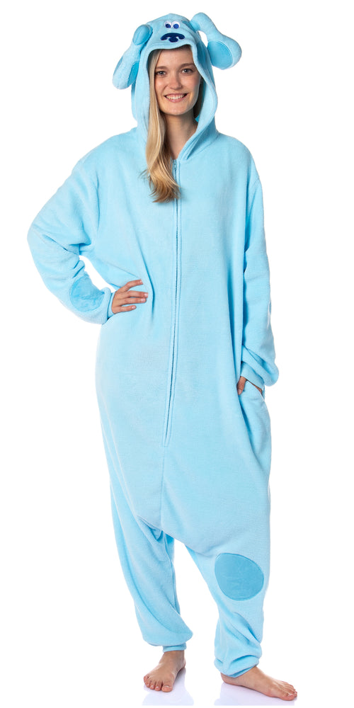 Nickelodeon Mens' Blue's Clues Character Hooded Union Suit Costume Sleep Pajama For Adults