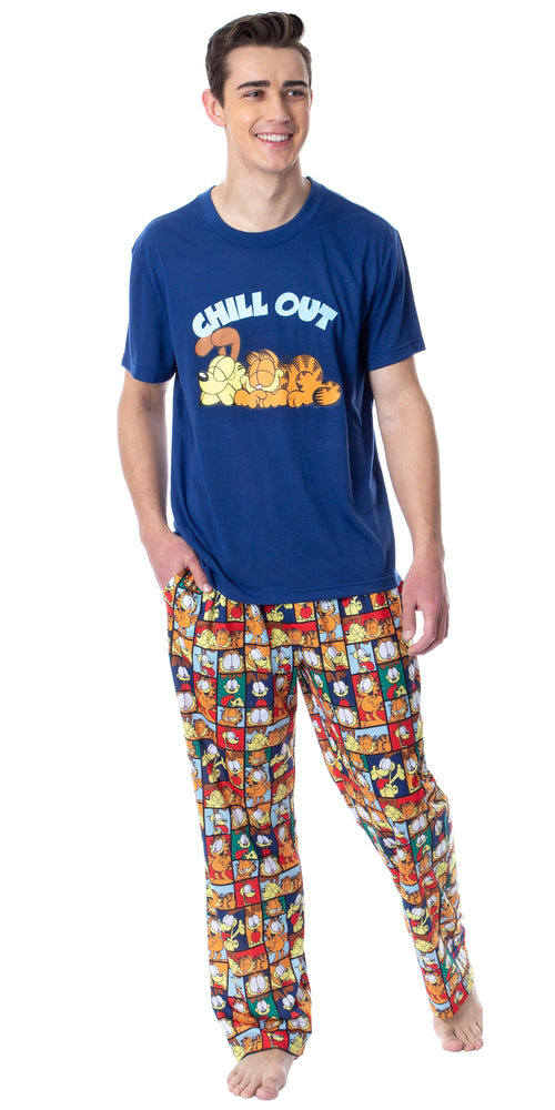 Nickelodeon Mens' Garfield Odie Comic Strip Chill Out Sleep Pajama Set (Small)