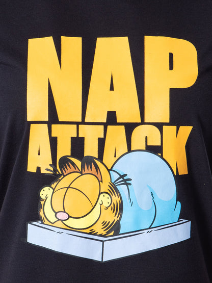 Nickelodeon Womens' Garfield Nap Attack Face Sleep Pajama Set Short