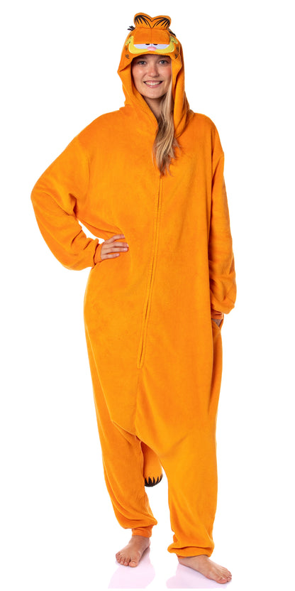 Garfield Mens' Character Hooded Union Suit Costume Sleep Pajama For Adults