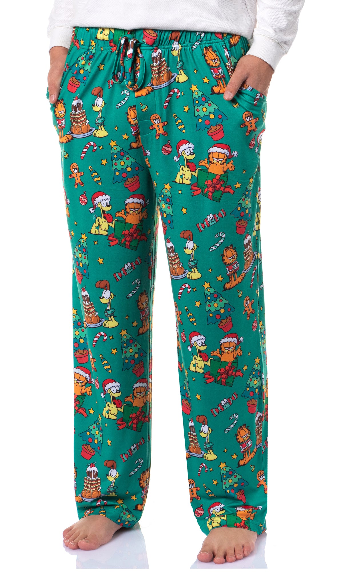 Garfield Comic Men's Christmas Sleep Tossed Print Pajama Pants For Adults (S)