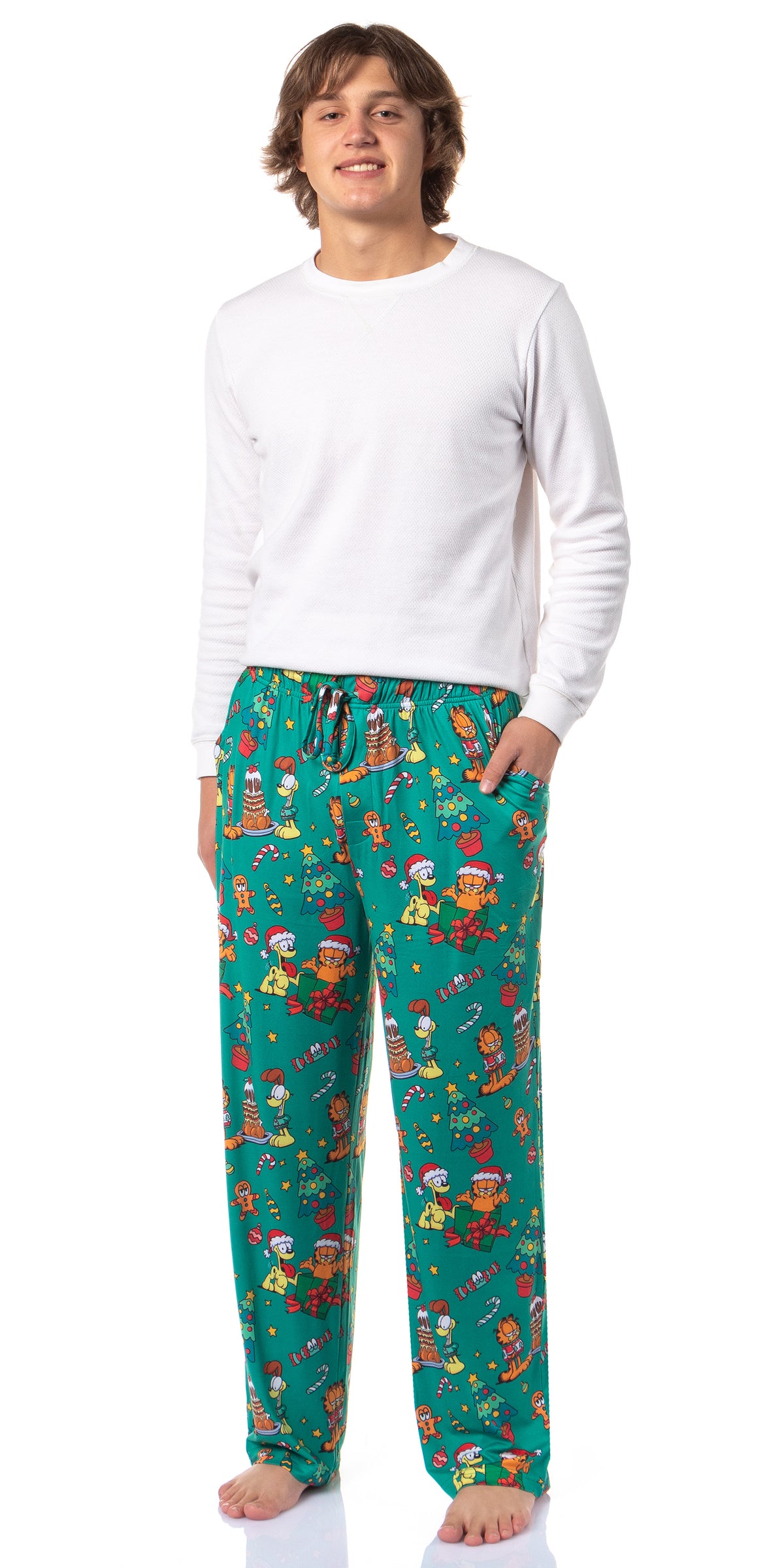 Garfield Comic Men's Christmas Sleep Tossed Print Pajama Pants For Adults (S)