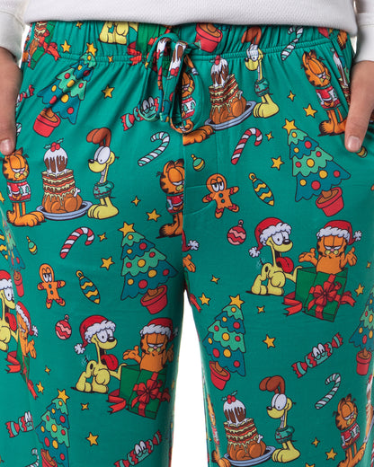 Garfield Comic Men's Christmas Sleep Tossed Print Pajama Pants For Adults (S)