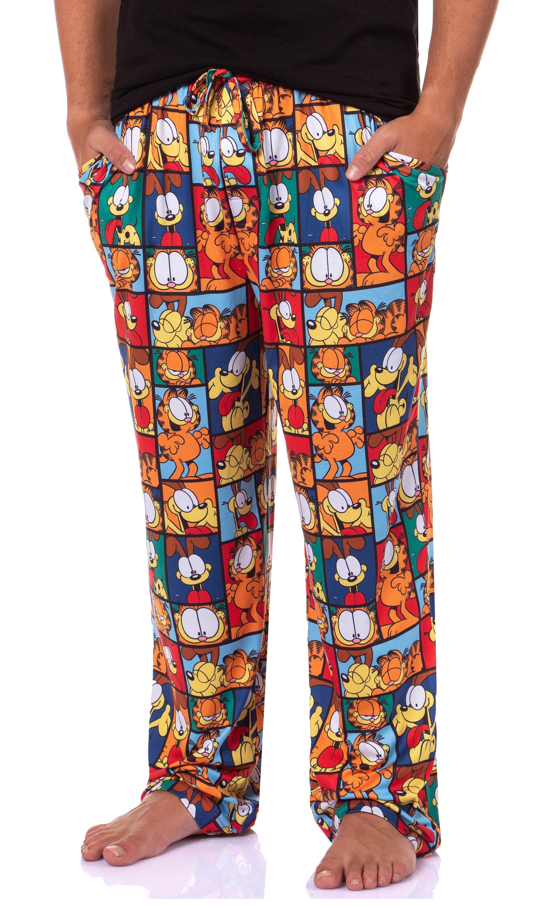 Garfield Comic Men's Odie Paneled Print Sleep Pajama Pants For Adults (Small)