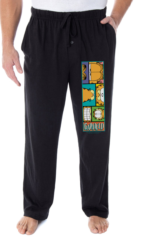 Garfield Pajama Pants Men's Adult Cartoon Cat Grid Loungewear Sleep Pants