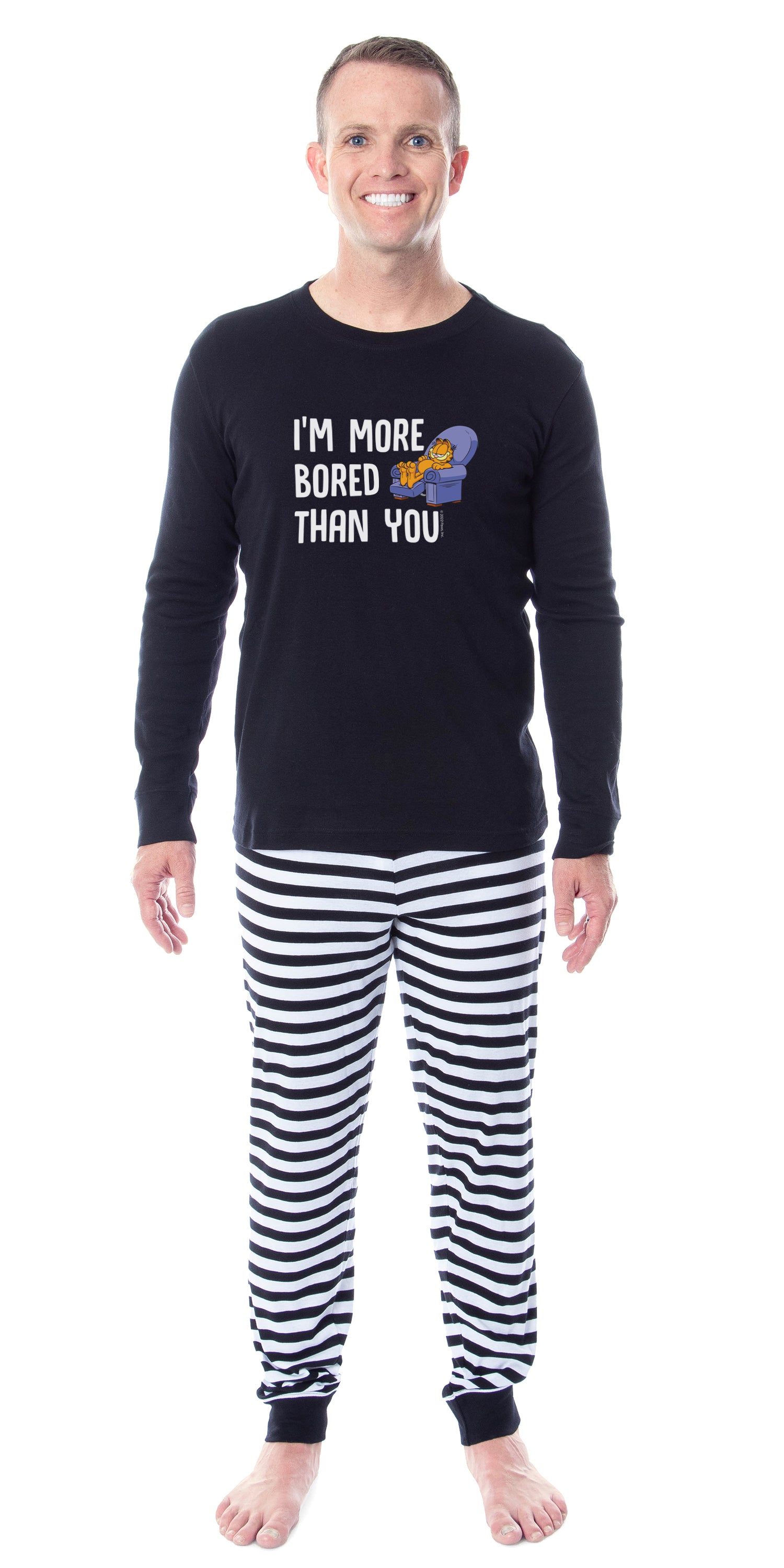Garfield Comic I'm More Bored Than You Adult Unisex Sleep Pajama Set