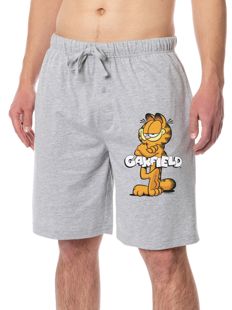 Garfield Comic Mens' Smug Cat Pose Sleep Soft Pajama Shorts For Adults