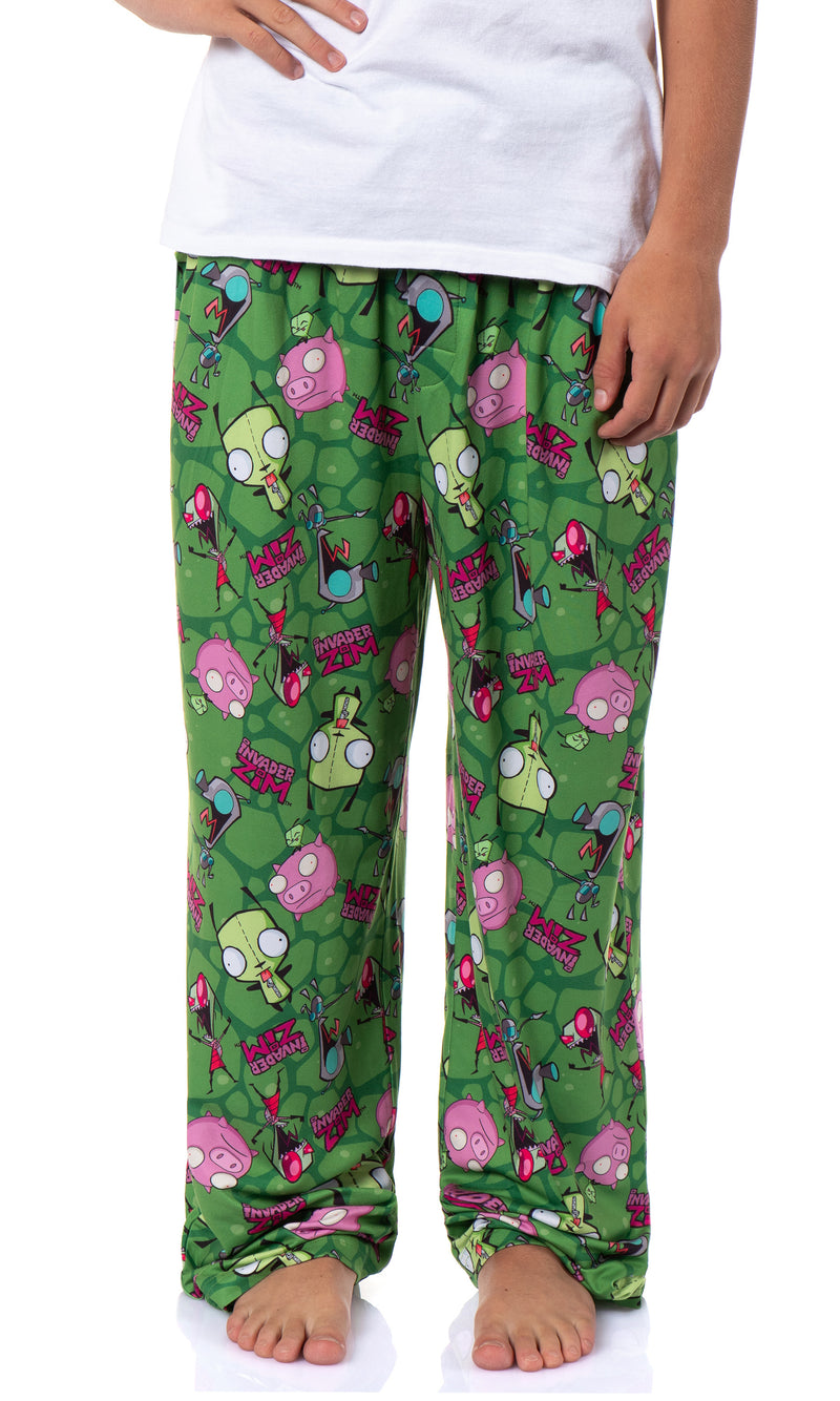 Invader ZIM Adult ZIM Gir and Pig AOP Tossed Print Sleep Pajama Pants Loungewear Sleepwear for Men Women