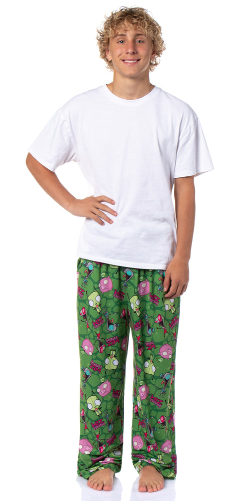 Invader ZIM Adult ZIM Gir and Pig AOP Tossed Print Sleep Pajama Pants Loungewear Sleepwear for Men Women