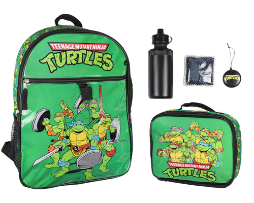 Nickelodeon Teenage Mutant Ninja Turtles Team Leonardo Raphael Donatello Michelangelo 5 PC Backpack Lunchbox Water Bottle