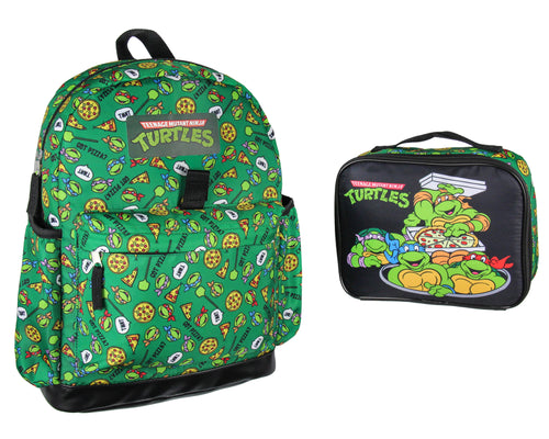 Nickelodeon Teenage Mutant Ninja Turtles Got Pizza? Leonardo Raphael Donatello Michelangelo 2 Pc Lunch Box Backpack Set