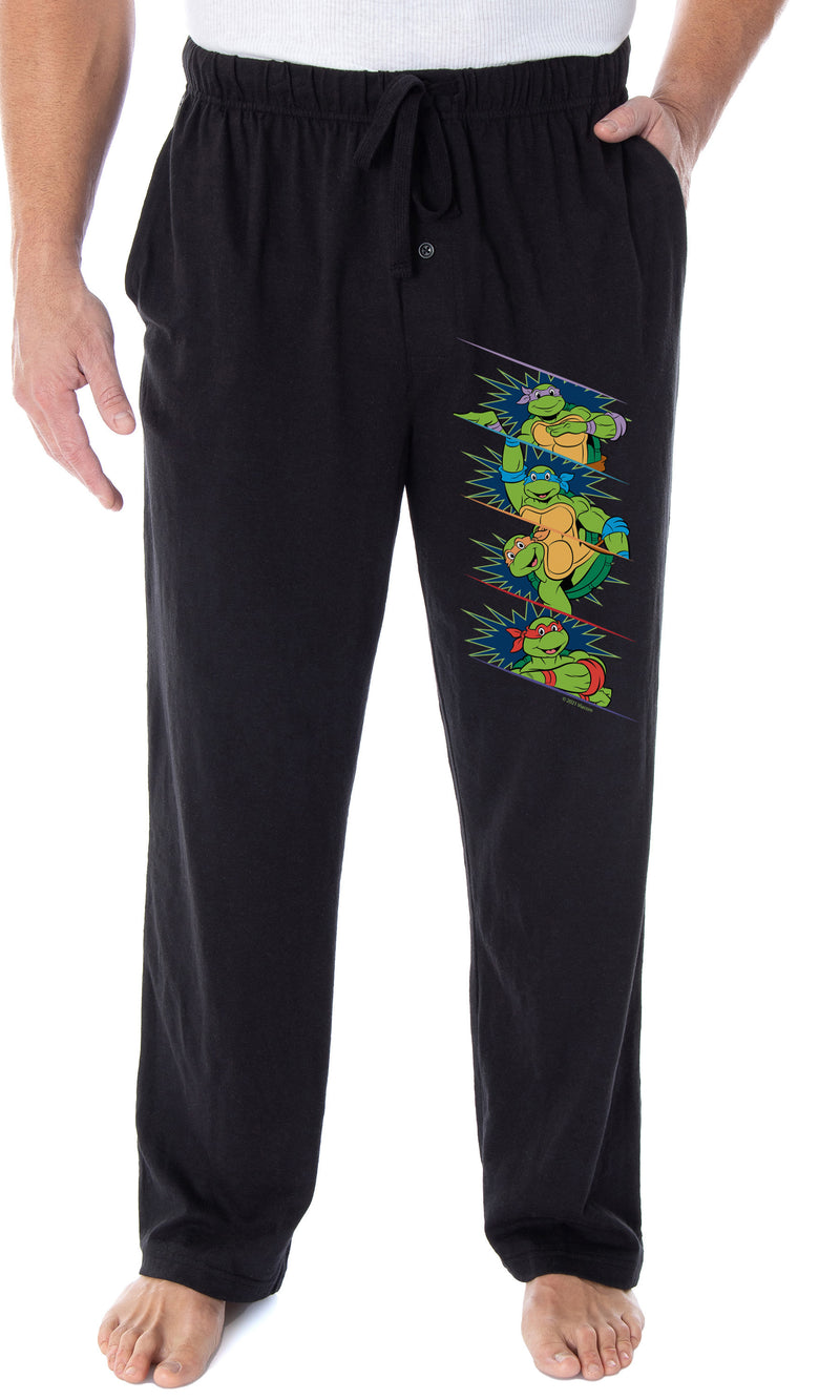 Teenage Mutant Ninja Turtle Men's Classic Cartoon 4 Character Panel TMNT Loungewear Sleep Pajama Pants