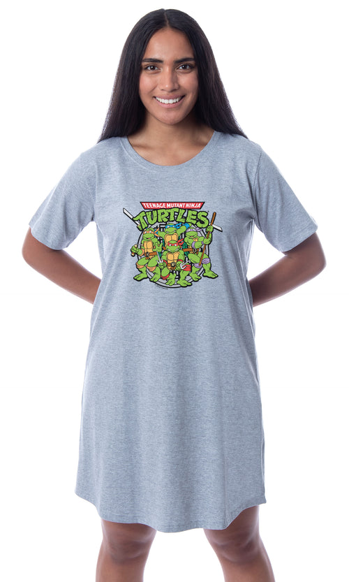 Teenage Mutant Ninja Turtles Women's Leonardo Raphael Donatello Michelangelo Nightgown Sleep Pajama Shirt