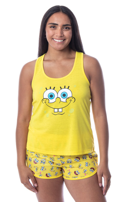 Nickelodeon SpongeBob SquarePants Womens' Faces Tank Pajama Short Set