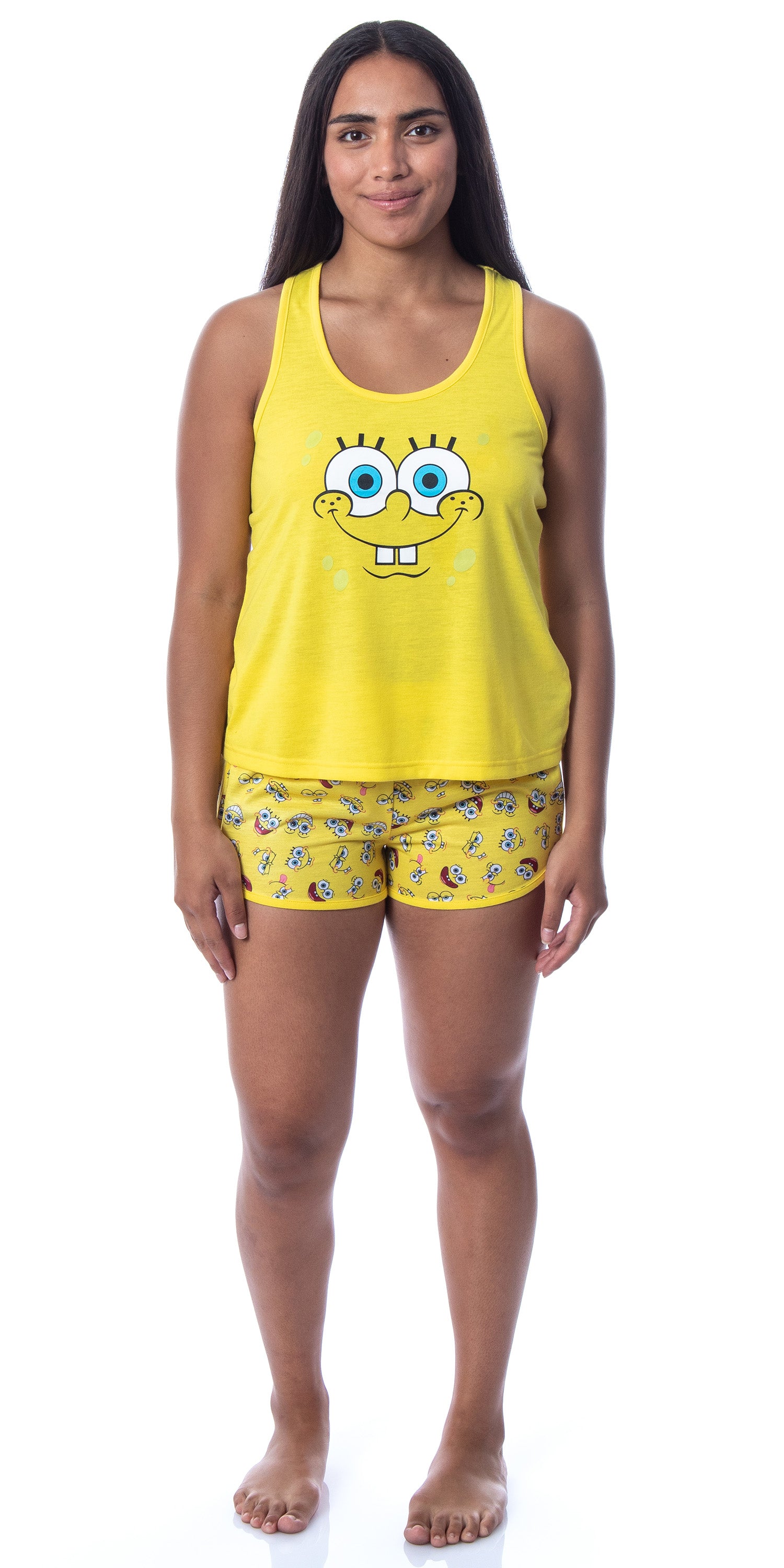 Nickelodeon SpongeBob SquarePants Womens' Faces Tank Pajama Short Set