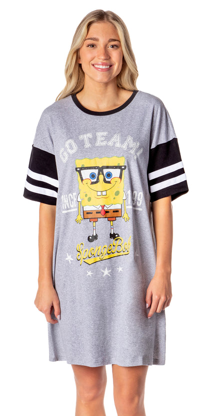 Nickelodeon SpongeBob SquarePants Womens Nightgown Varsity Tee Night Shirt Nightgown (XXL)
