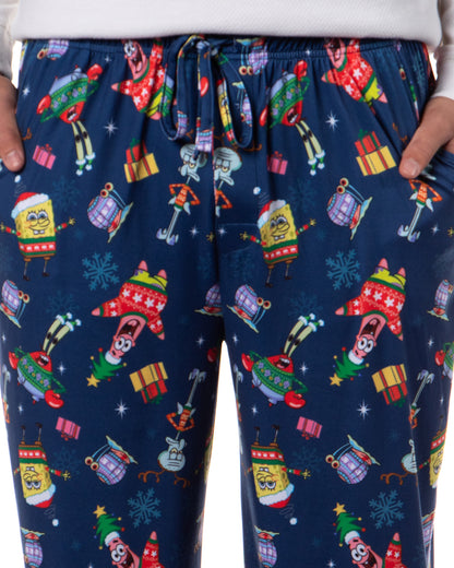 SpongeBob SquarePants Men's Christmas Sleep Tossed Print Pajama Pants