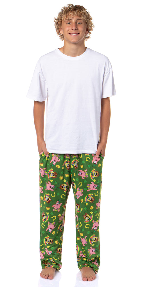 SpongeBob SquarePants Men's Saint Patrick's Day Tossed Print Sleep Pajama Pants For Adults